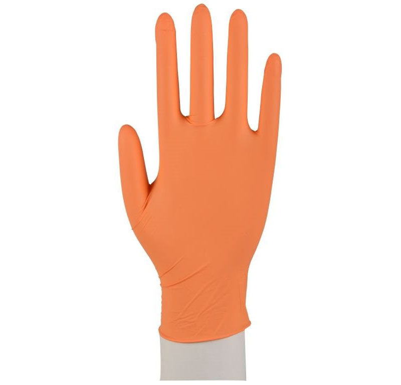 Bezpudrowe rękawice nitrylowe pomarańczowe - 100 sztuk