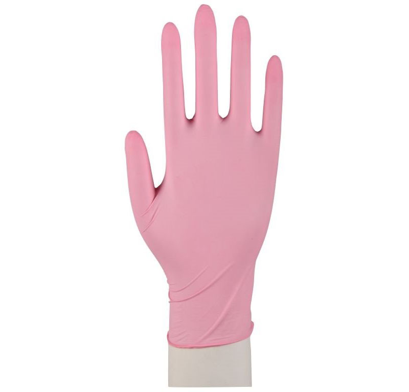 Bezpudrowe rękawice nitrylowe różowe - 100 sztuk